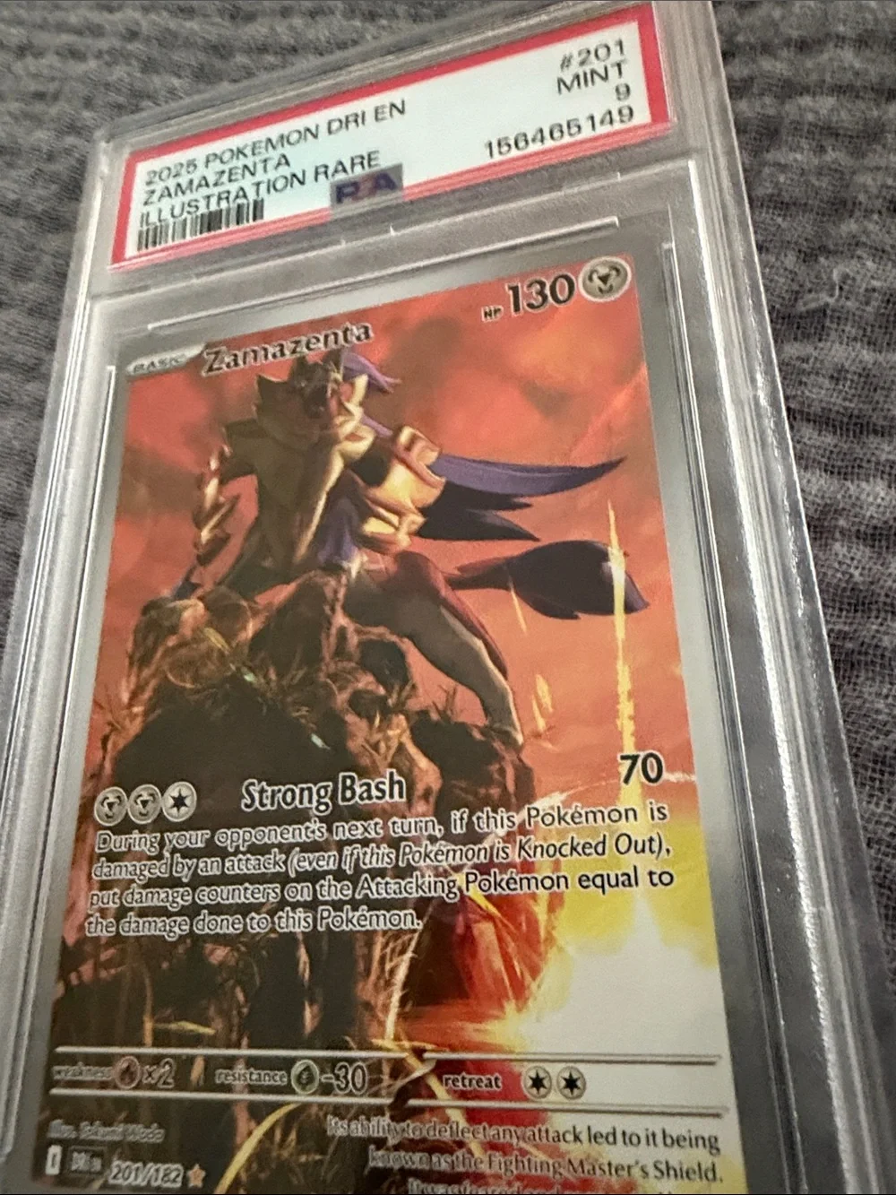 Zamazenta Illustration Rare (#201/182)  scarlet & violet PSA 9 slab 2025 SV10